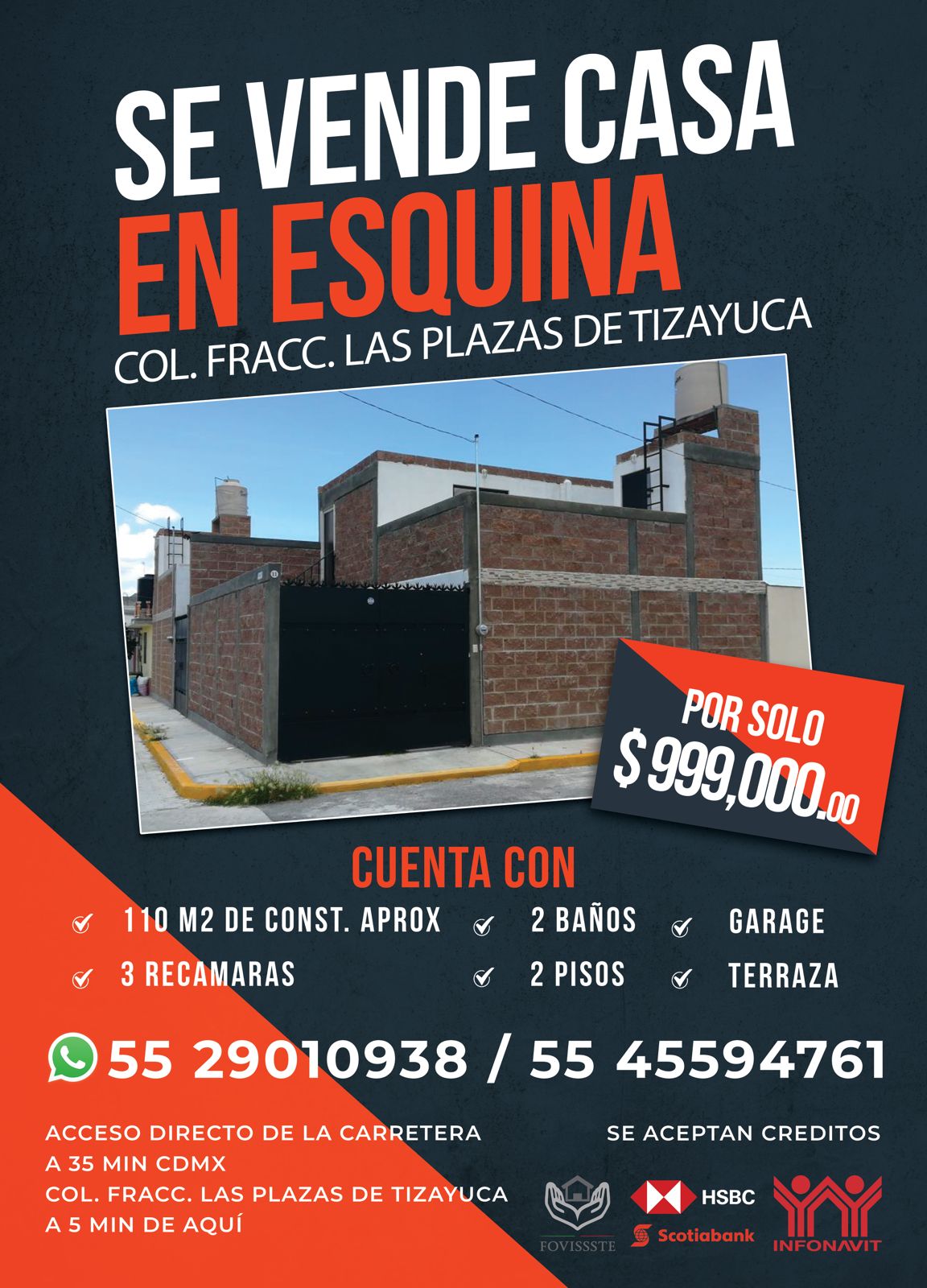 Excelente casa a solo 35 min de CDMX 3 grandes recamaras 2 baños  completos, sala, cocina, comedor, cuarto de lavado, 1 estacionamiento con cerramiento completo, bardas propias, terraza, todo con acabados nada en gris, se aceptan créditos.